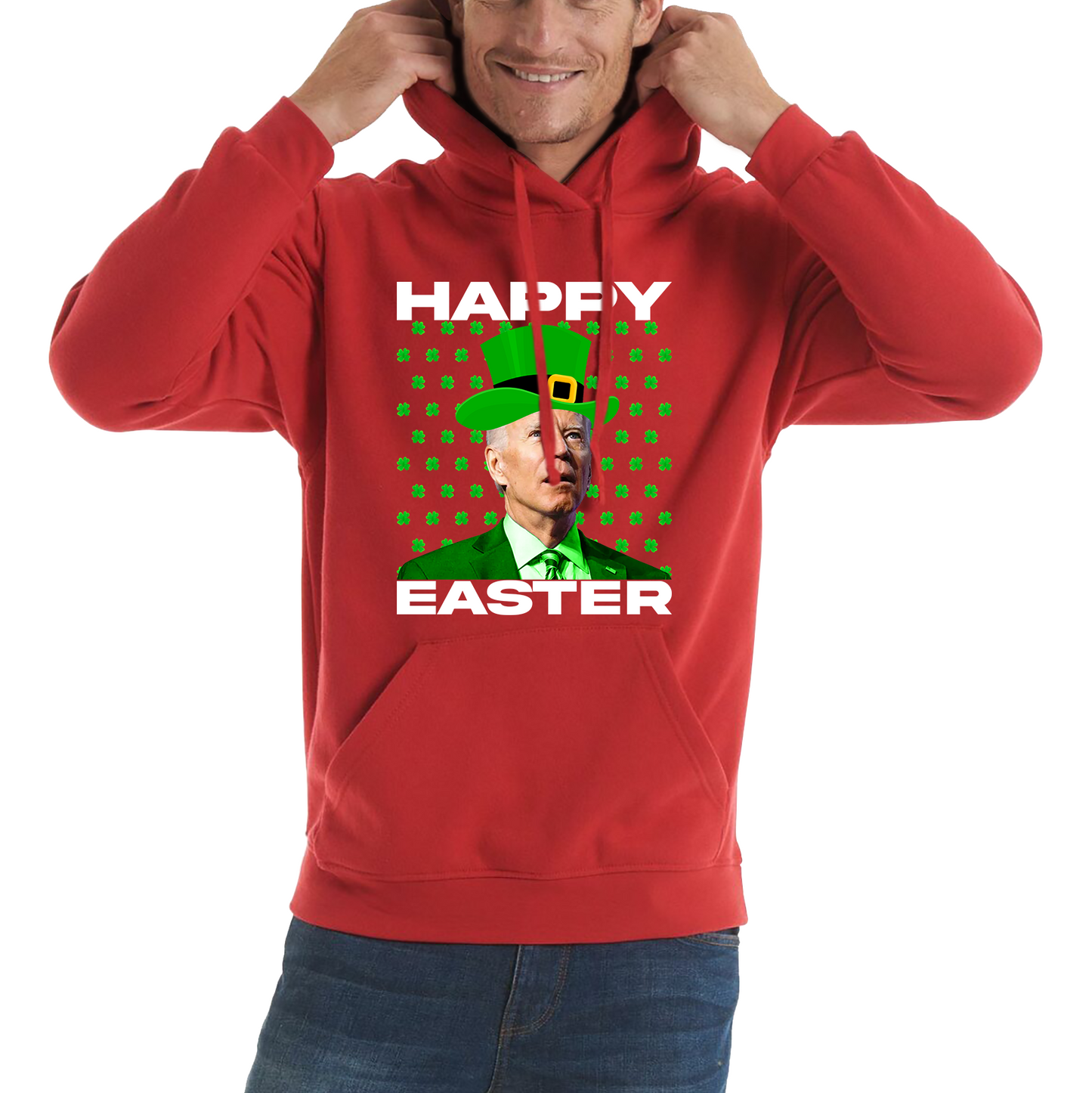 Happy Easter Confused Biden St Patricks Day Meme Joe Biden Shamrock Funny Irish Unisex Hoodie