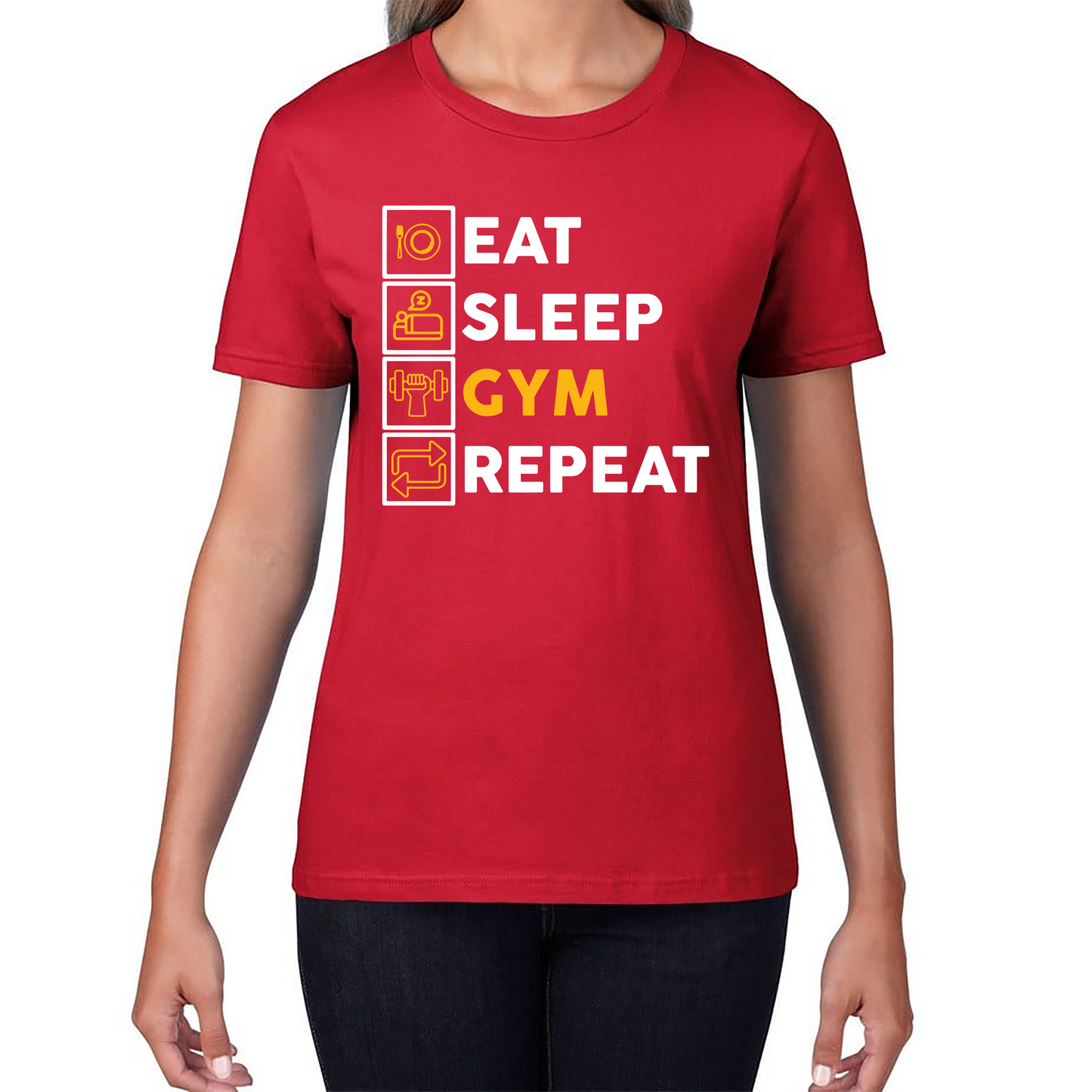 Eat Sleep Gym Repeat Funny Workout T Shirt