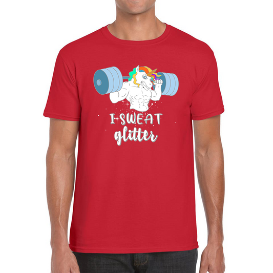 I Sweat Glitter Weightlifting Unicorn Gym T Shirt