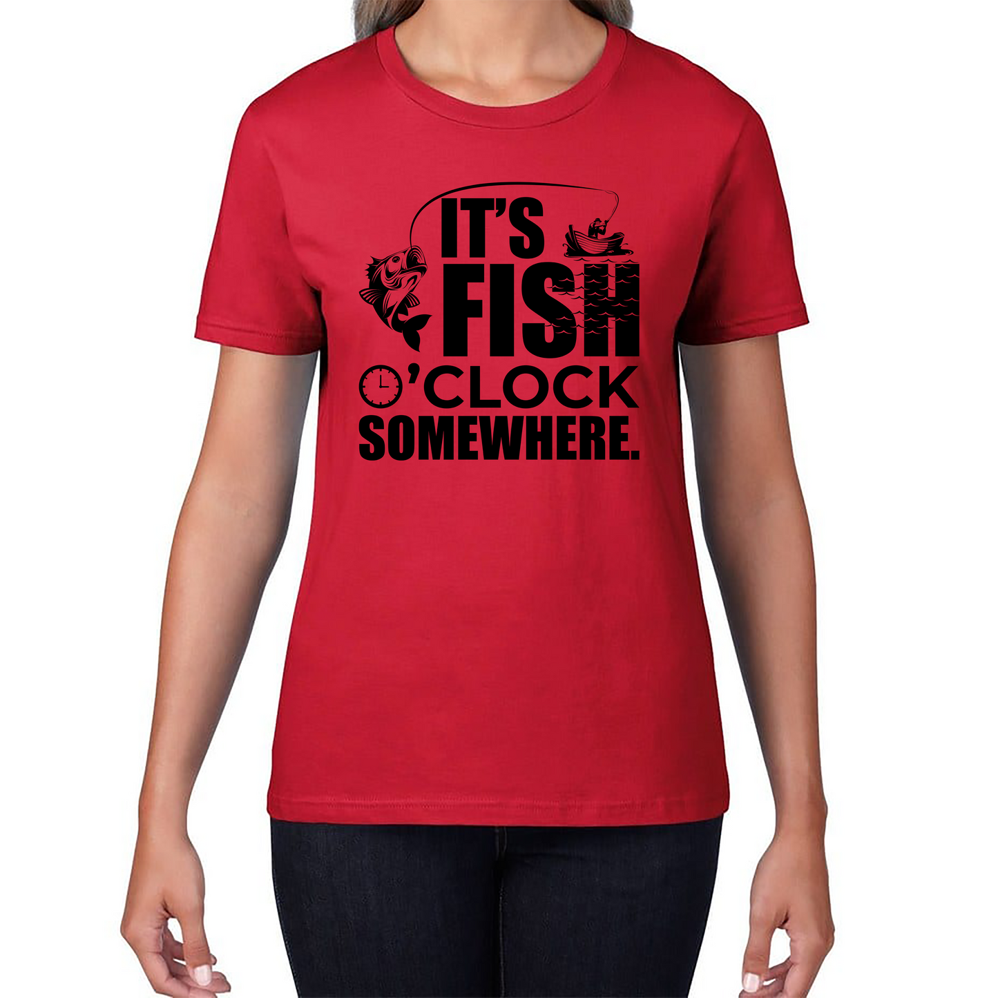 It's Fish O'clock Somewhere Fisherman Funny Fishing Ladies T Shirt