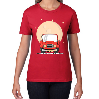 Monster Truck Over The Moon Vintage Truck Moon Womens Tee Top