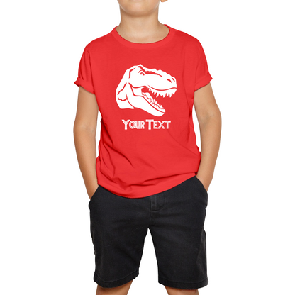 Personalised Dinosaur T-Rex Roaring Face Your Text Tyrannosaurus Rex Dino Kids Tee