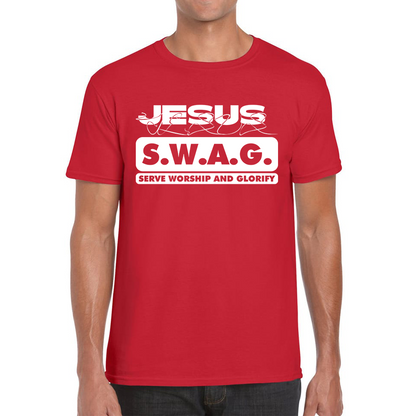 Jesus SWAG Serve Worship and Glorify Faith Religious Christian Jesus Swag Mens Tee Top