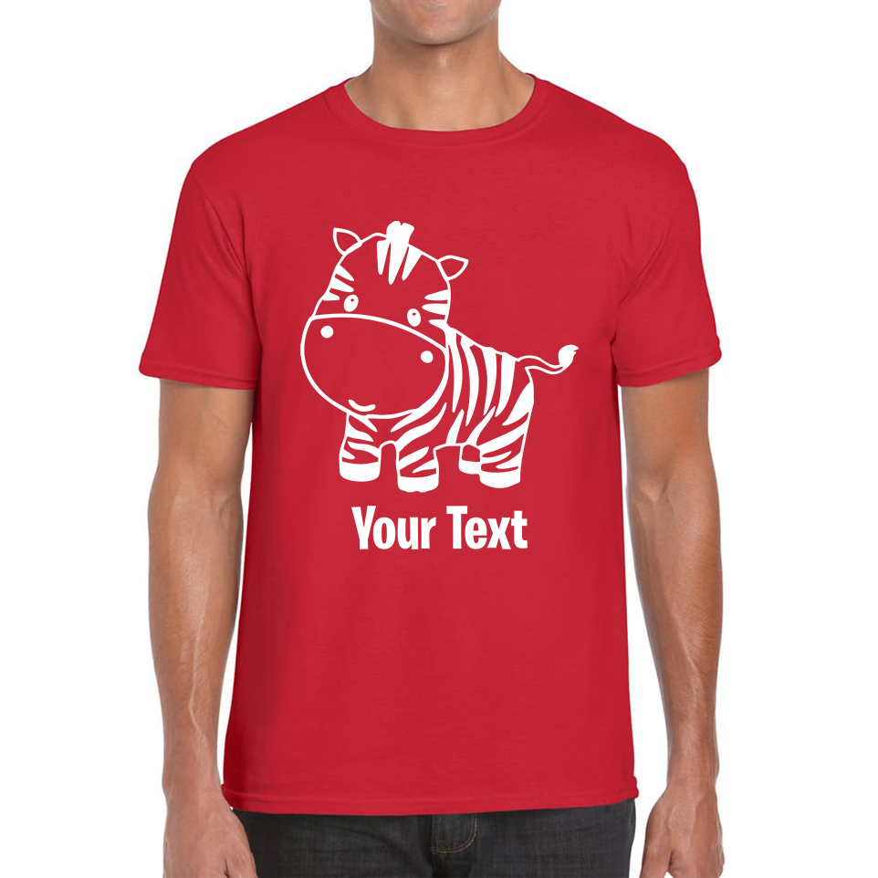 Personalised Cute Little Zebra Your Name Safari Animal Zoo Jungle Mens Tee Top