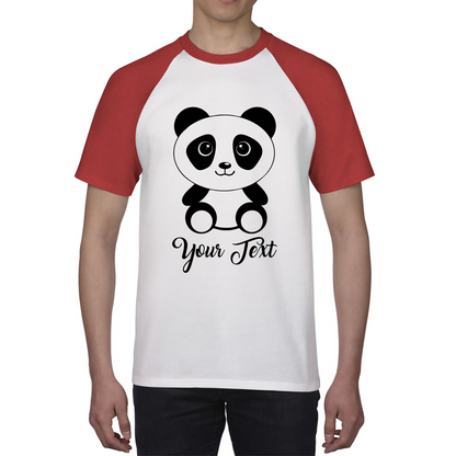 Personalised Cute Panda Bear Your Text Funny Cute Animal Lovers Baseball T Shirt