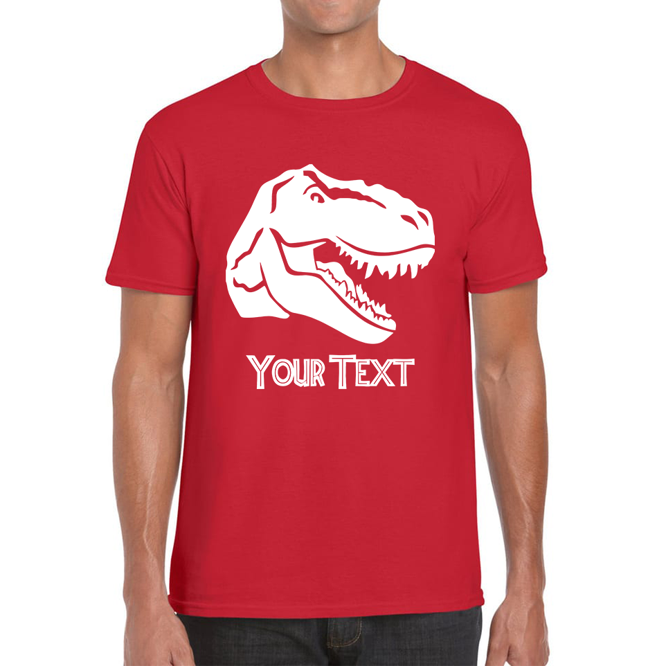 Personalised Dinosaur T-Rex Roaring Face Your Text Tyrannosaurus Rex Dino Mens Tee Top