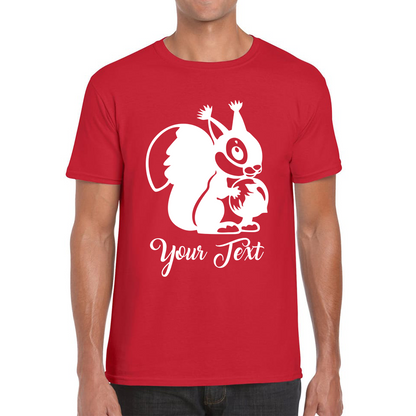 Personalised Cartoon Squirrel Holding Acorn Your Name Cute Squirrel Animal Mens Tee Top