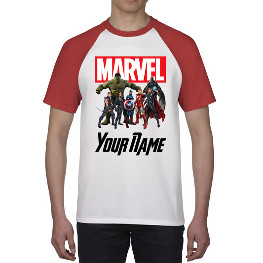 Personalised Marvel Avengers Superheroes Team Your Custom Name Baseball T Shirt