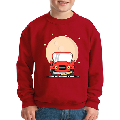 Monster Truck Over The Moon Vintage Truck Moon Kids Jumper