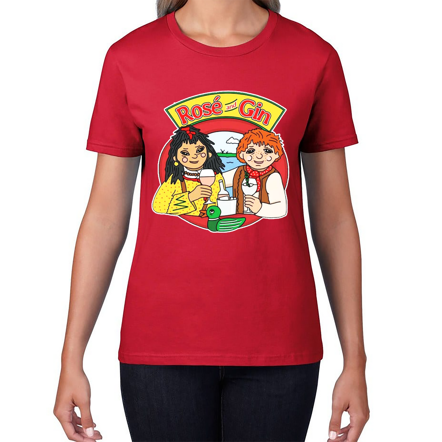 Rosé and Gin Funny 90's TV Show Rosie and Jim Boat Wine T Shirt