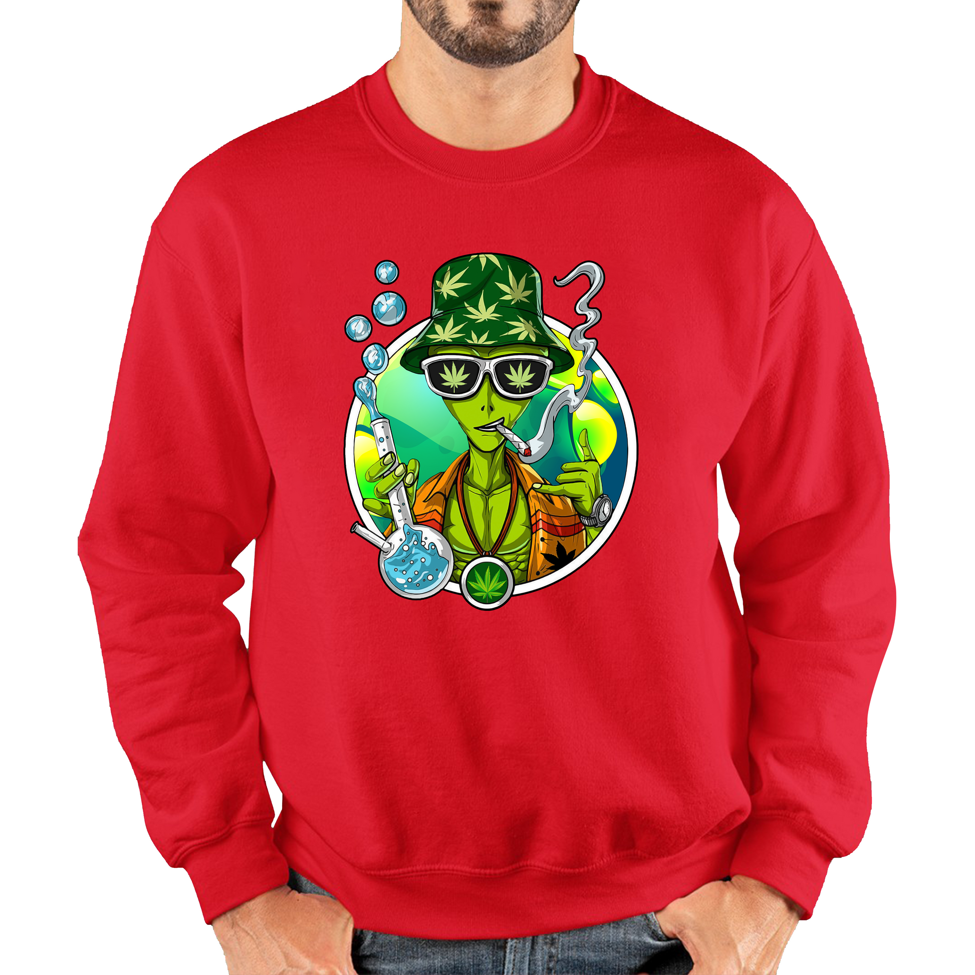 Alien Stoner Smoking Funny Sweatshirt