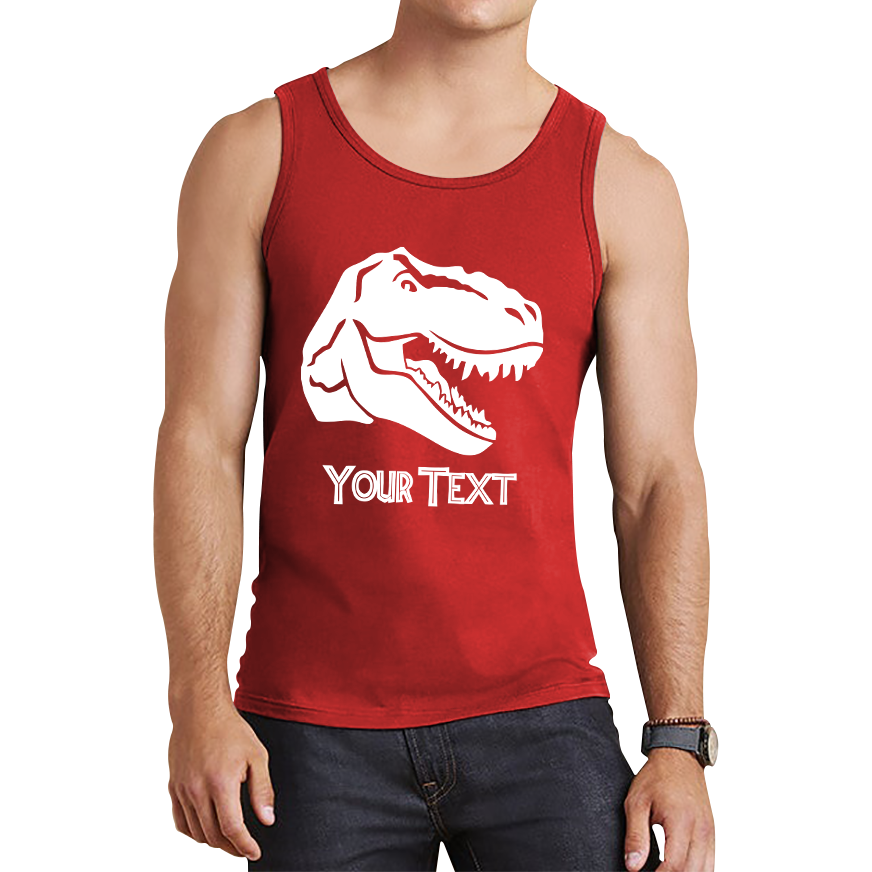 Personalised Dinosaur T-Rex Roaring Face Your Text Tyrannosaurus Rex Dino Tank Top