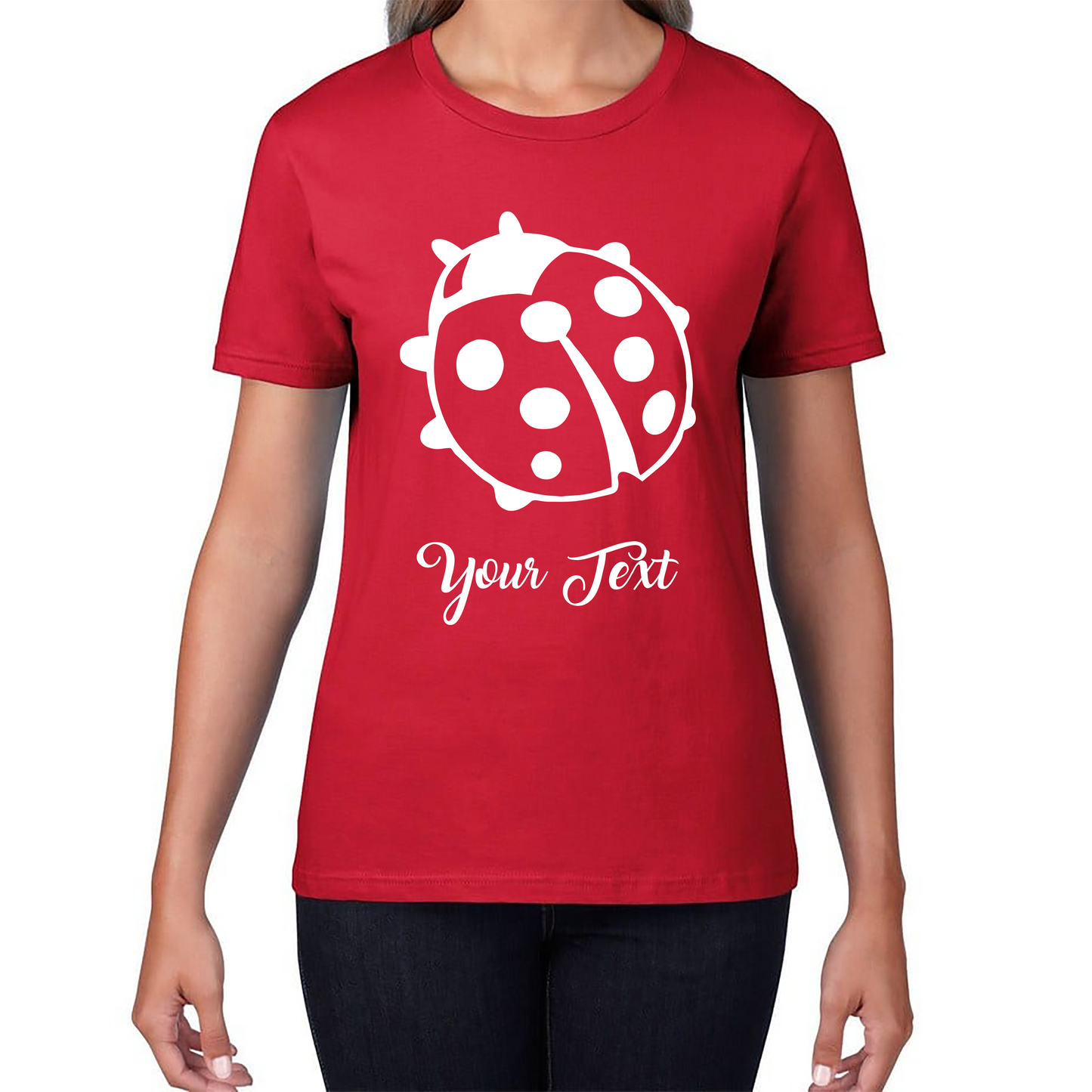 Personalised Ladybug Your Name Cute Insect Ladybug Ladybird Womens Tee Top