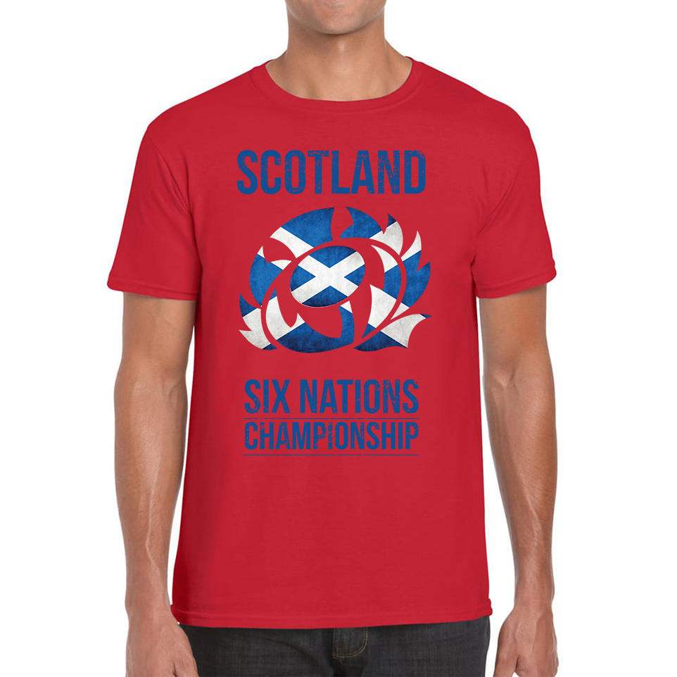 Scotland Flag Logo Rugby Cup European Support World Six Nations Championship Mens Tee Top