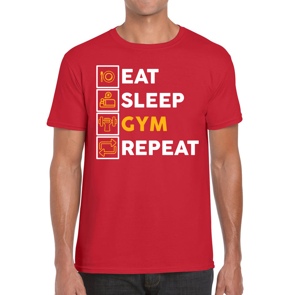 Eat Sleep Gym Repeat Funny Workout T Shirt