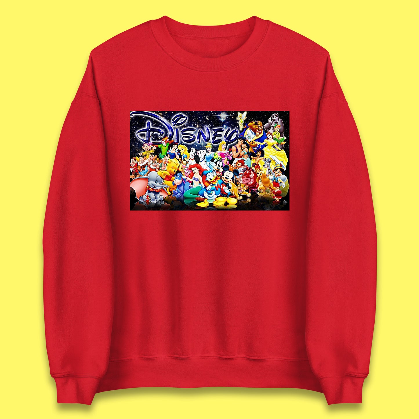 All Disney Fictional Characters Poster Disney Family Animated Cartoons Movies Characters Disney World Unisex Sweatshirt