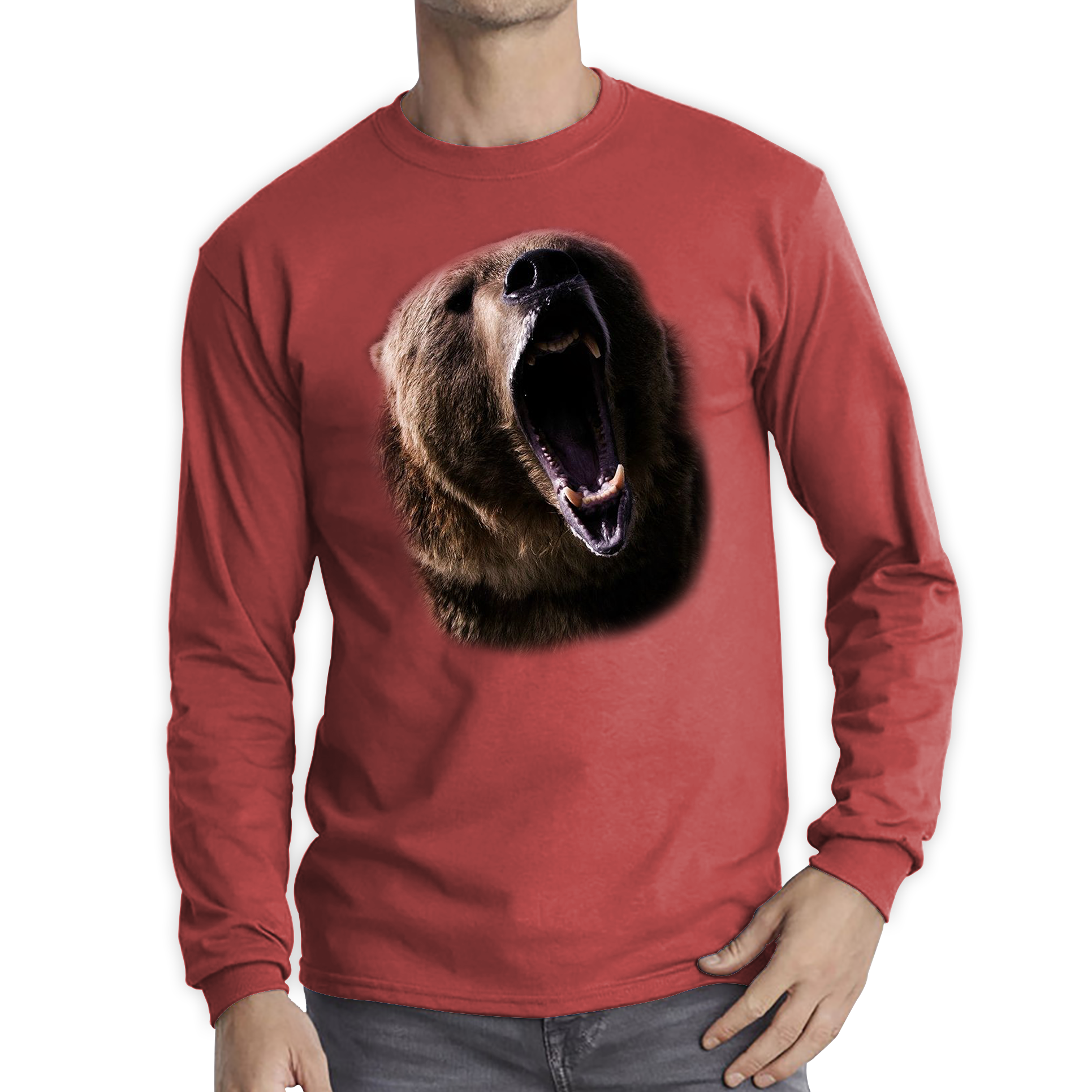 Grizzly Bear Roaring Face T Shirt