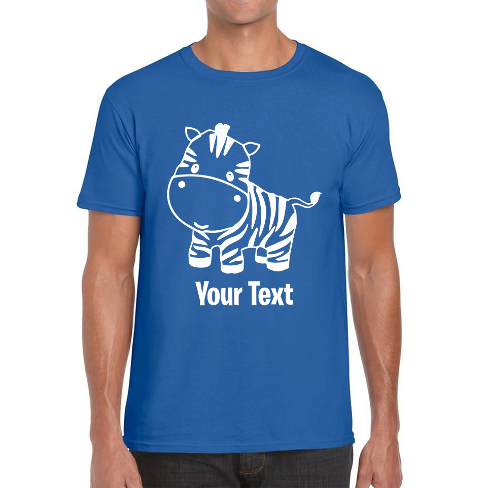 Personalised Cute Little Zebra Your Name Safari Animal Zoo Jungle Mens Tee Top