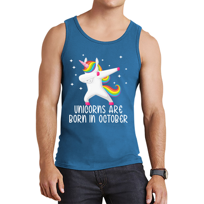 Unicorns Are Born In October Dabbing Unicorn Funny Birthday Month Novelty Slogan Tank Top