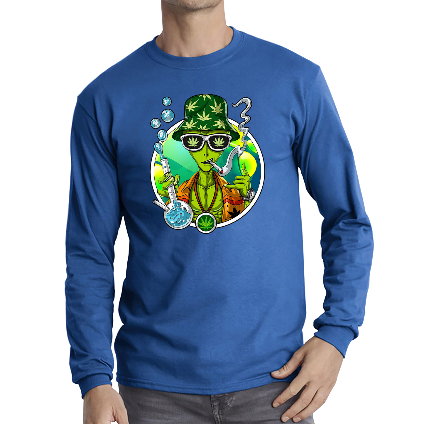 Alien Stoner Smoking Funny T Shirt