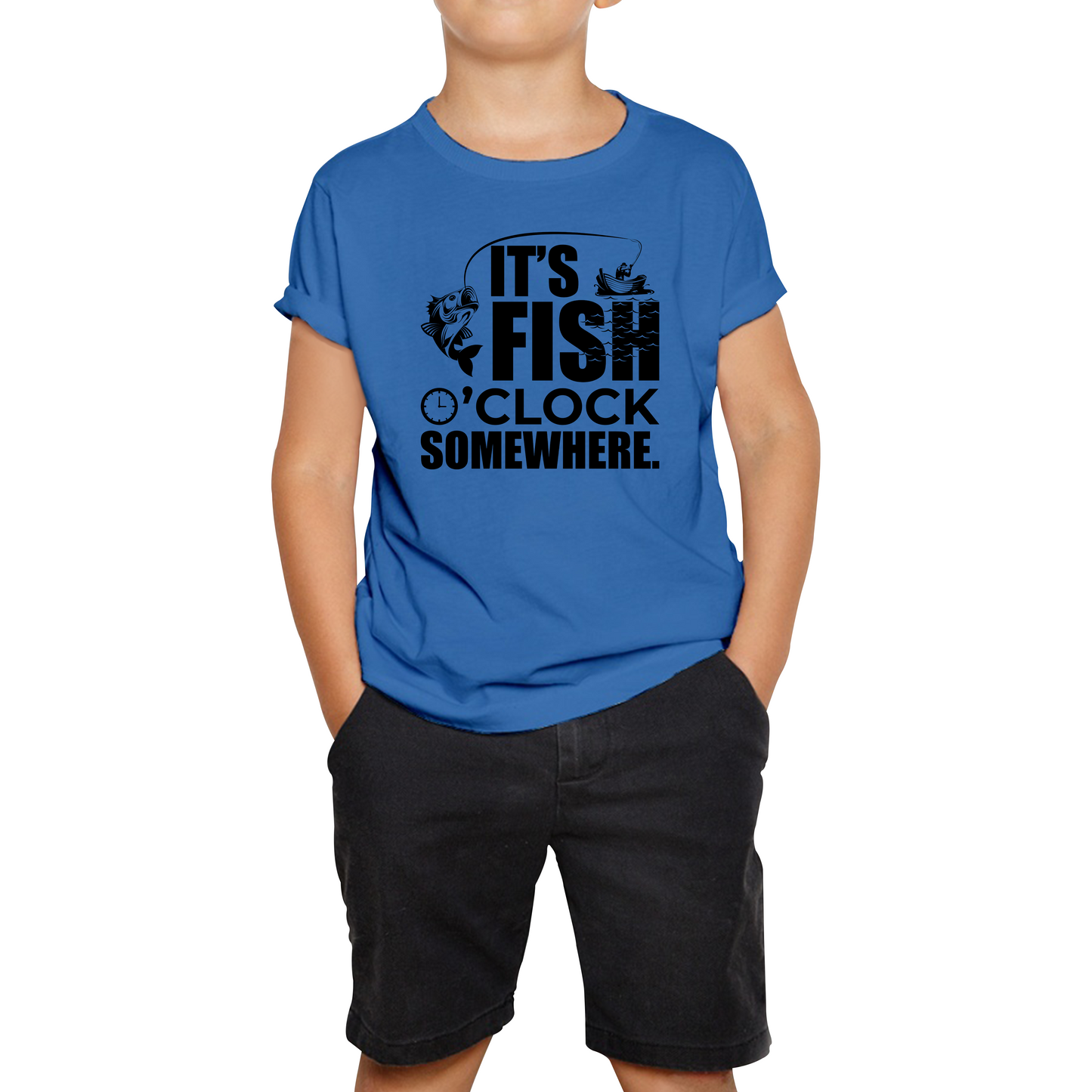 It's Fish O'clock Somewhere Fisherman Funny Fishing Kids T Shirt