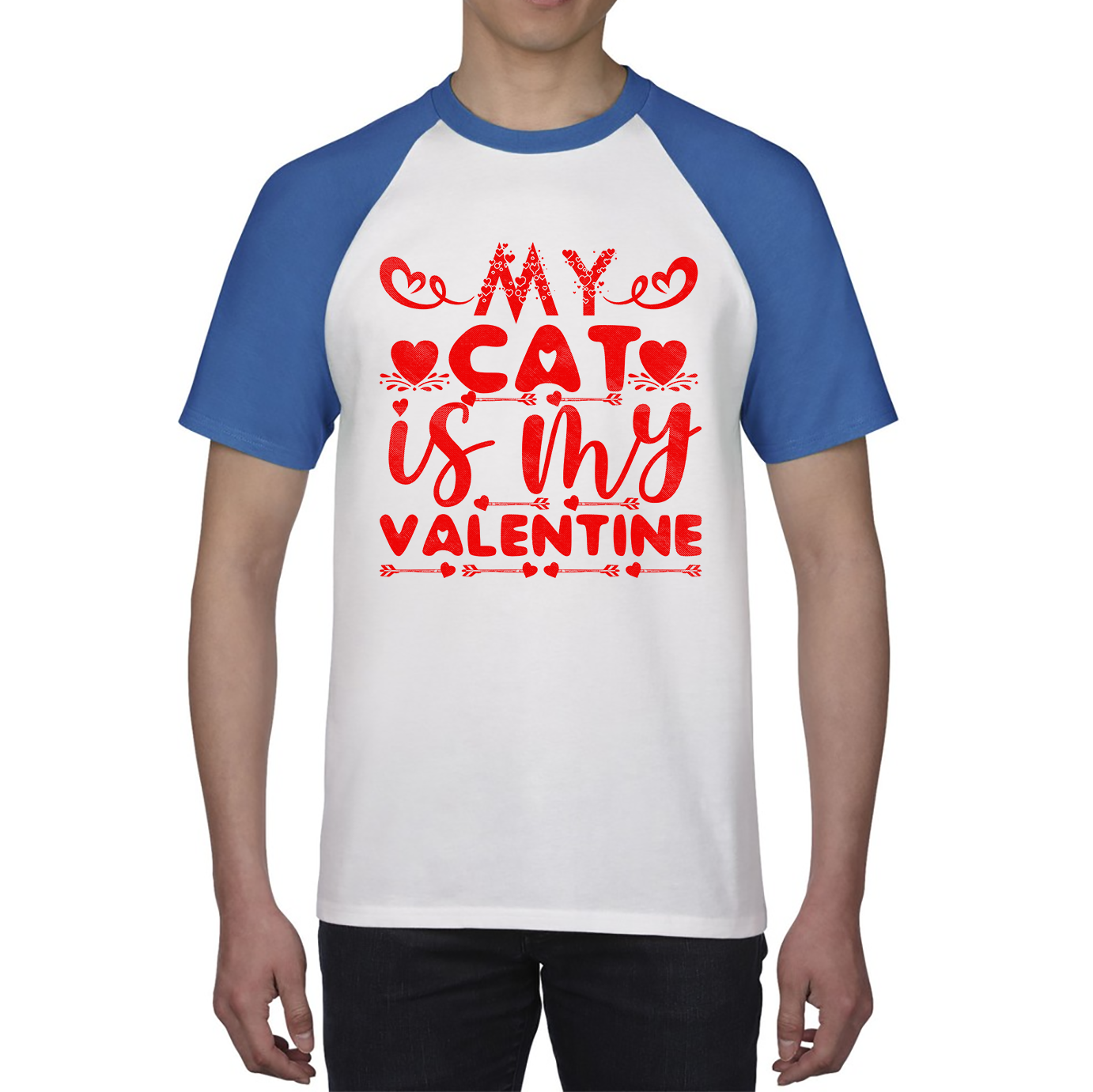 My Cat Is My Valentine Cat Lover Funny Valentine's Day Animal Lovers Baseball T Shirt