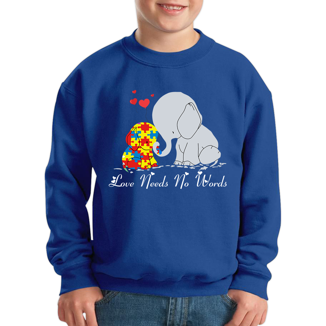 Love Needs No Words Elephant Autism Awareness Sweatshirt