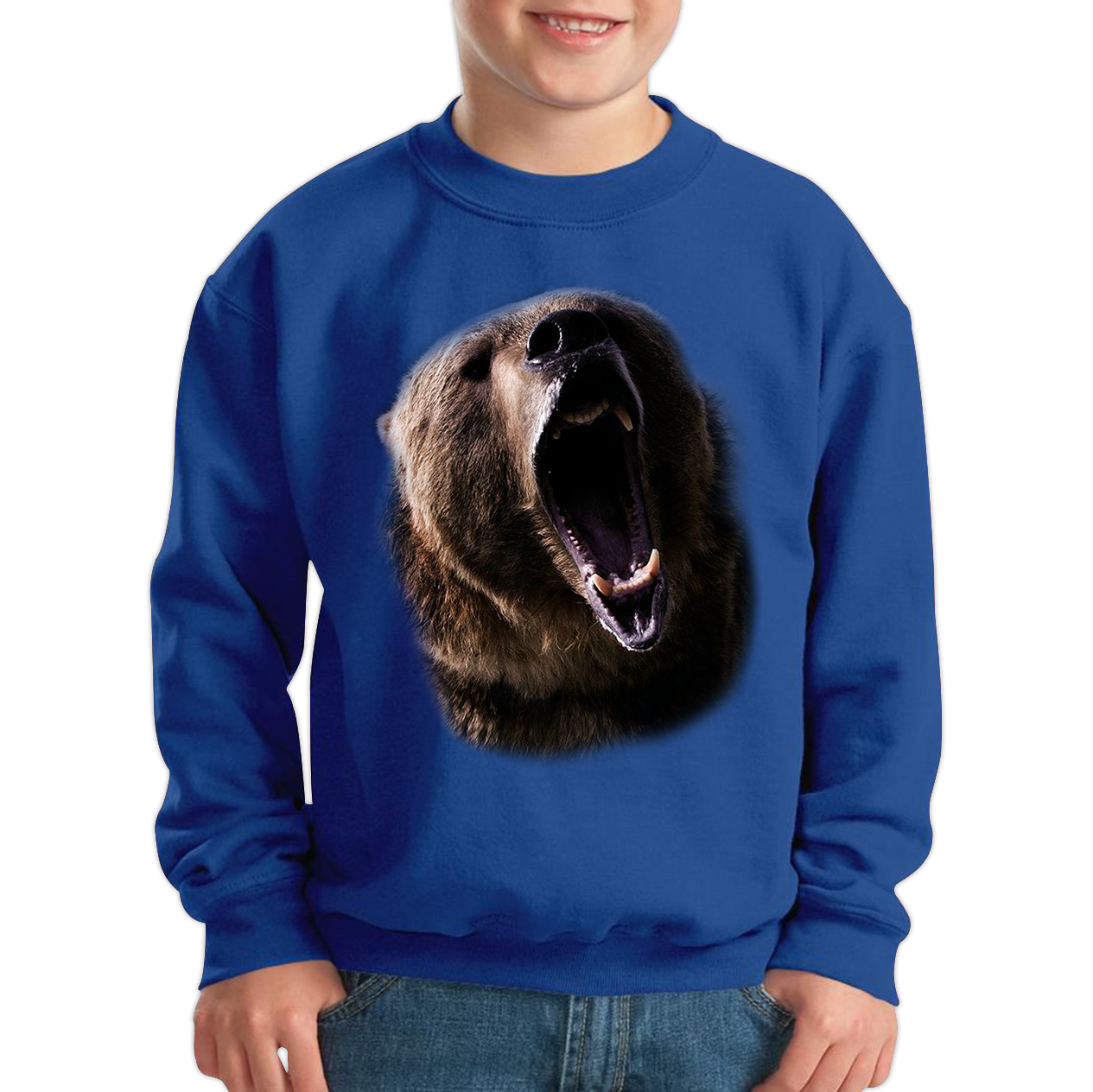 Grizzly Bear Roaring Face Sweatshirt