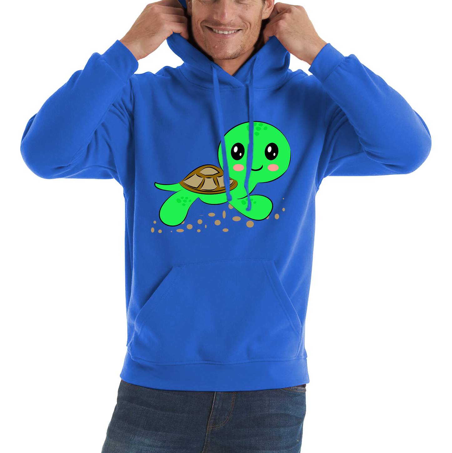 Swimming Cartoon Turtle, Funny Cute Little Sea Turtle Unisex Hoodie