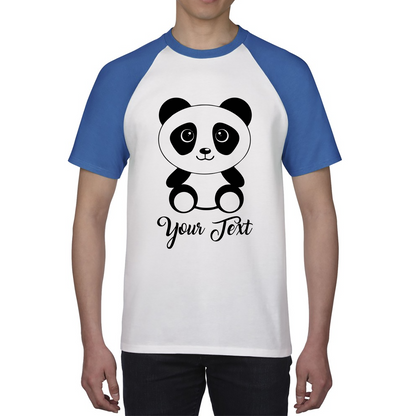 Personalised Cute Panda Bear Your Text Funny Cute Animal Lovers Baseball T Shirt