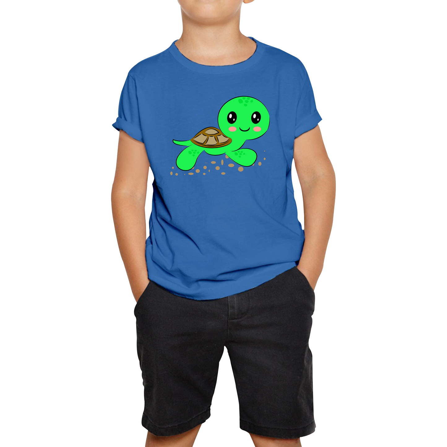 Swimming Cartoon Turtle, Funny Cute Little Sea Turtle Kids Tee