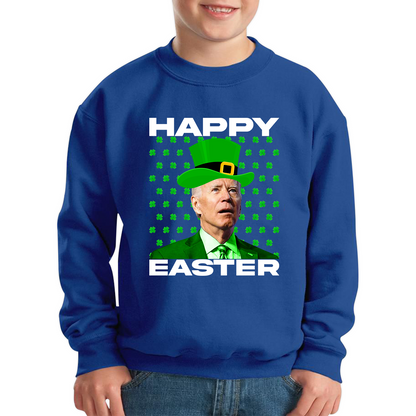 Happy Easter Confused Biden St Patricks Day Meme Joe Biden Shamrock Funny Irish Kids Jumper