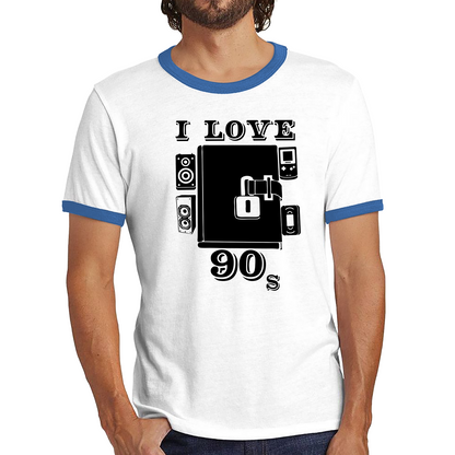 I Love 90s Shirt Vintage 90s Dairy Old Music Lovers Funny Ringer T Shirt