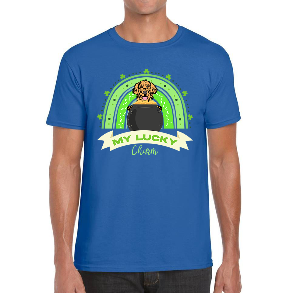 Golden Retriever Dog My Lucky Charm St. Patrick's Day Puppy Animal Pet Dog Lovers St Pattys Day Irish Festive Mens Tee Top