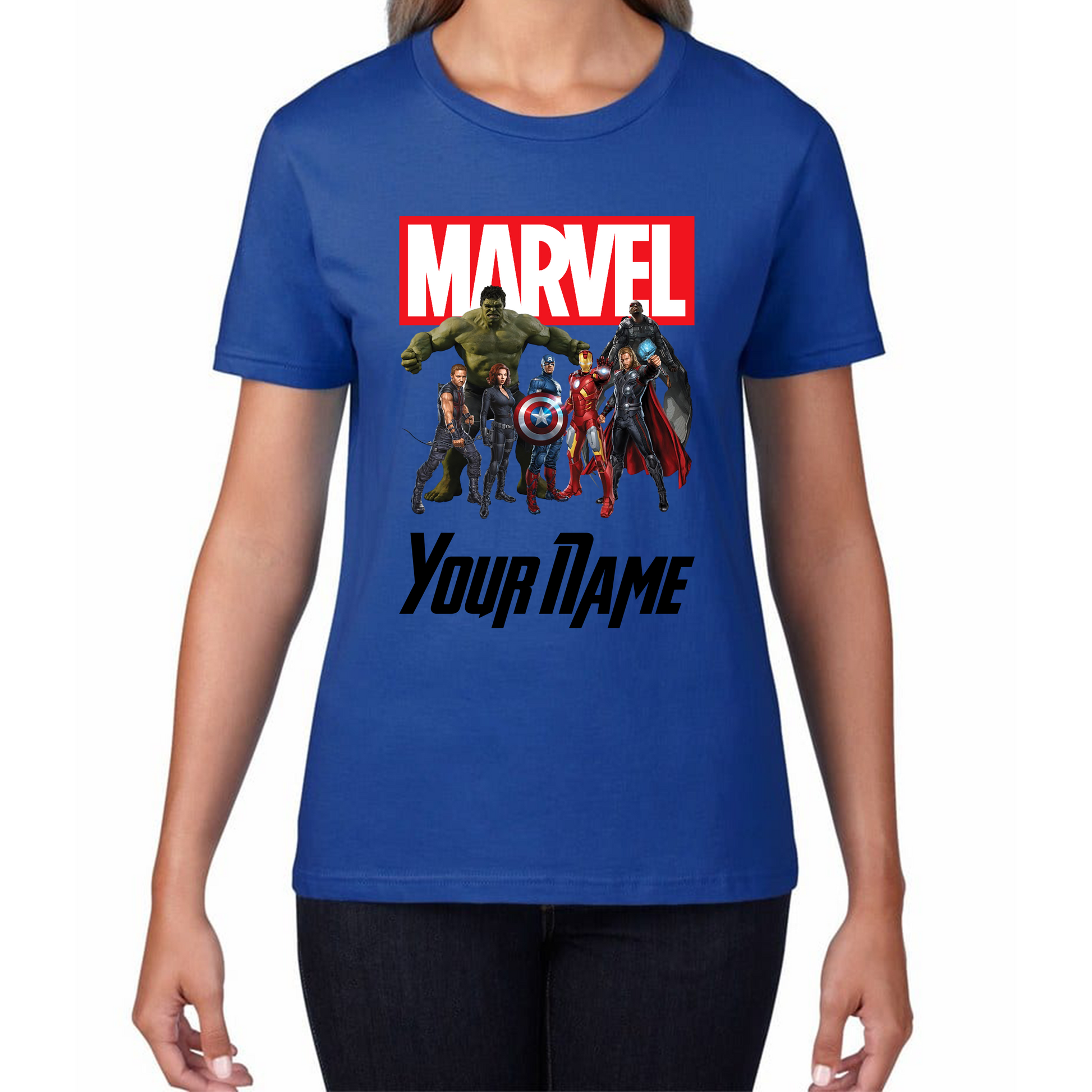 Personalised Marvel Avengers Superheroes Team Your Custom Name T Shirt