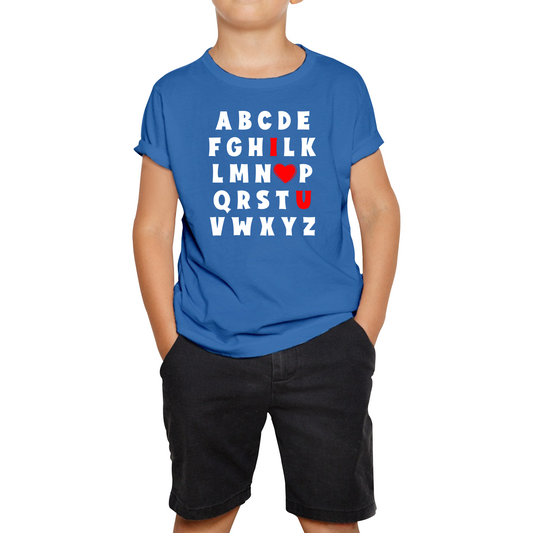 I Love You In Alphabet ABC Valentine's Day English Alphabet I Love You Kids Tee