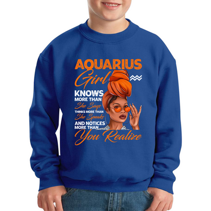 Aquarius Girl Knows More Than Think More Than Horoscope Zodiac Astrological Sign Birthday Kids Jumper