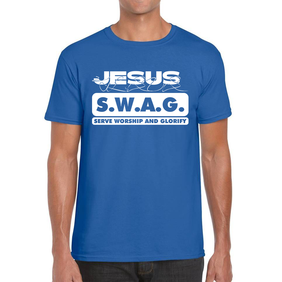 Jesus SWAG Serve Worship and Glorify Faith Religious Christian Jesus Swag Mens Tee Top