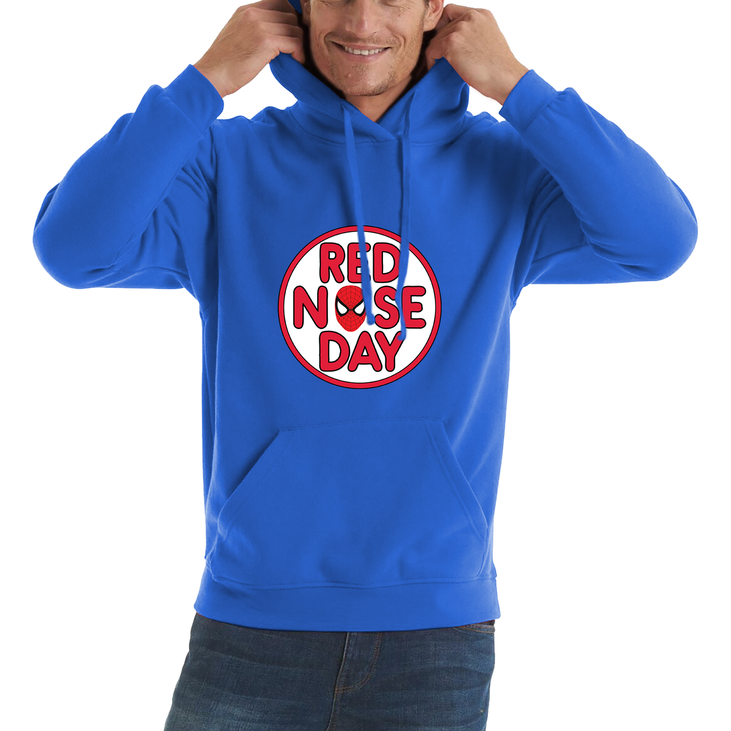 Spiderman Face Red Nose Day Hoodie