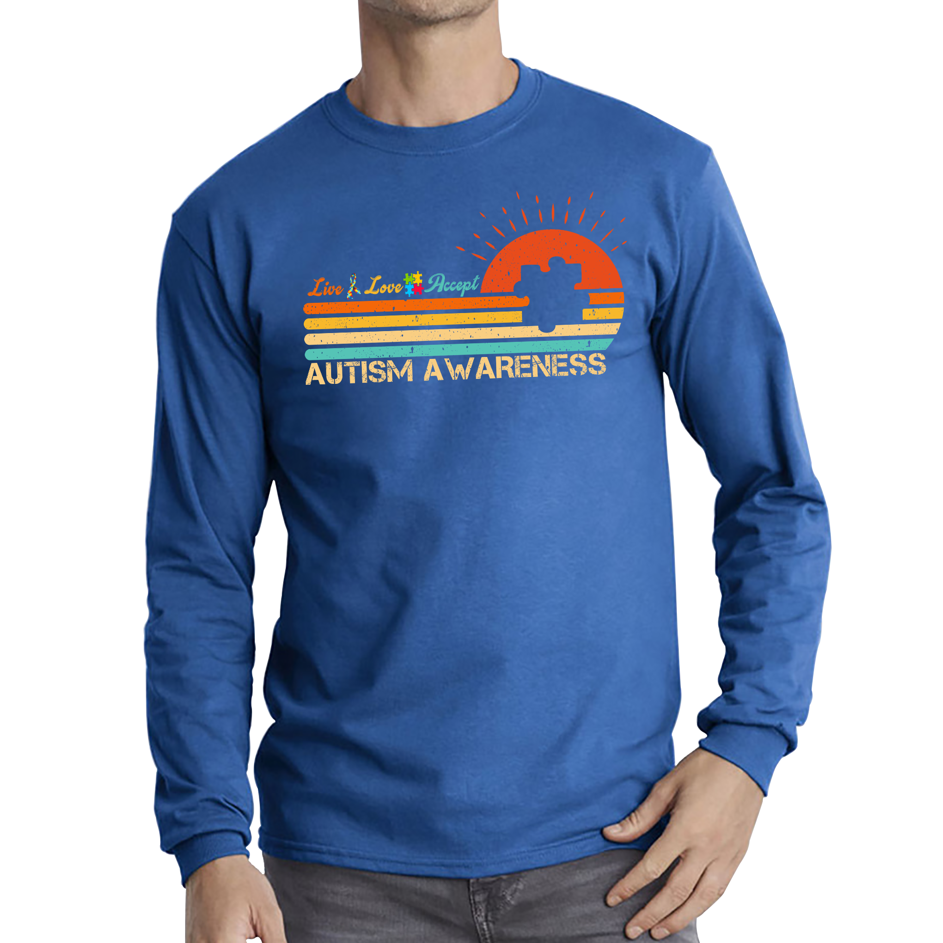 Live Love Accept Vintage Retro Autism Awareness T Shirt