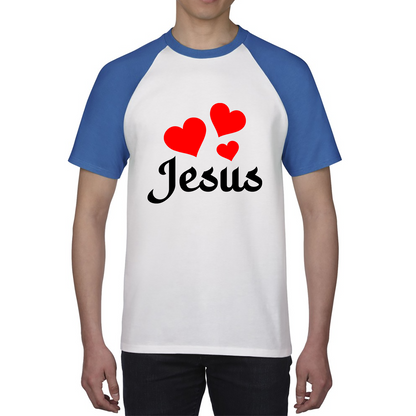 Love Jesus Hearts Jesus Christ Christians Religious Spirituality Believe Baseball T Shirt