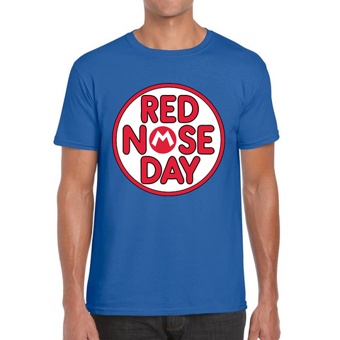 Super Mario Red Nose Day Adult T Shirt. 50% Goes To Charity