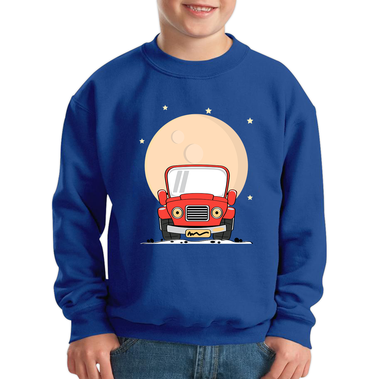 Monster Truck Over The Moon Vintage Truck Moon Kids Jumper