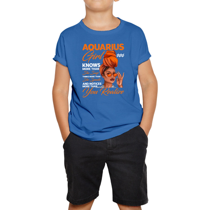 Aquarius Girl Knows More Than Think More Than Horoscope Zodiac Astrological Sign Birthday Kids Tee