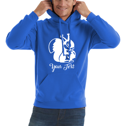 Personalised Cartoon Squirrel Holding Acorn Your Name Cute Squirrel Animal Unisex Hoodie