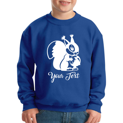 Personalised Cartoon Squirrel Holding Acorn Your Name Cute Squirrel Animal Kids Jumper