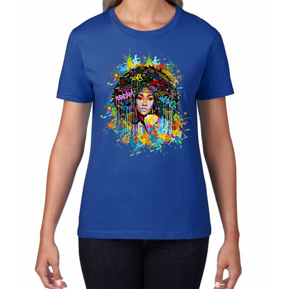 Modern Art Explosive Afro Hairstyle African Women Ladies T Shirt