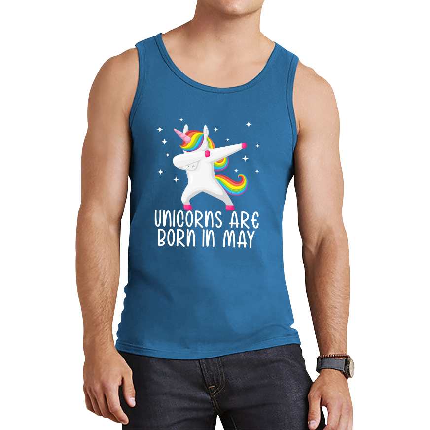 Unicorns Are Born In May Dabbing Unicorn Funny Birthday Month Novelty Slogan Tank Top