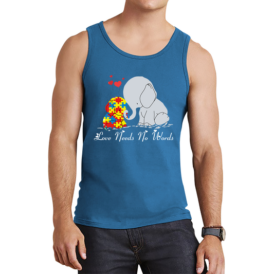 Love Needs No Words Elephant Autism Awareness Tank Top