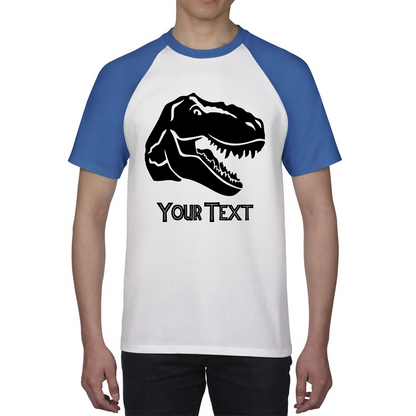 Personalised Dinosaur T-Rex Roaring Face Your Text Tyrannosaurus Rex Dino Baseball T Shirt